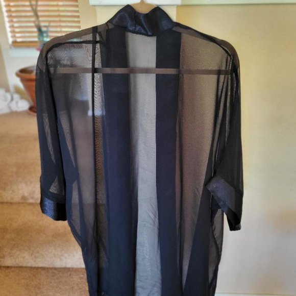 Black Sheer Jacket with Satin Trim - Size XL - Picture 3 of 4
